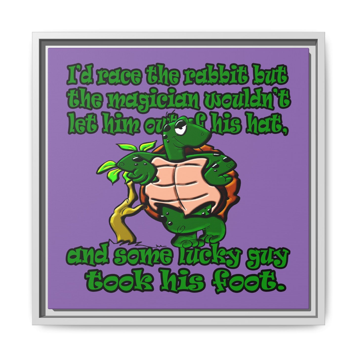 turtle race - framed canvas art (light purple)