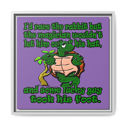 turtle race - framed canvas art (light purple)