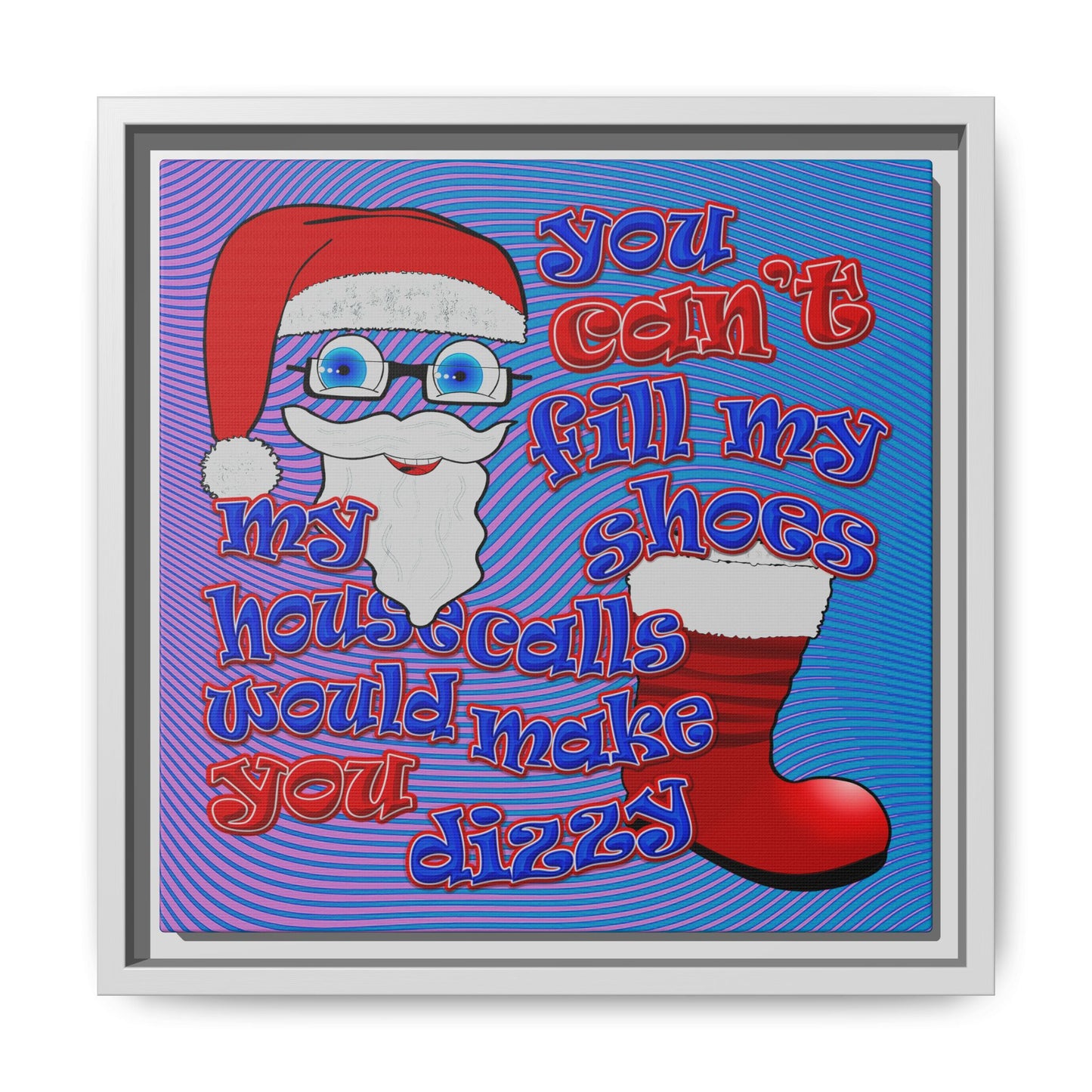 santa's shoes - framed canvas art (light blue-purple wave)