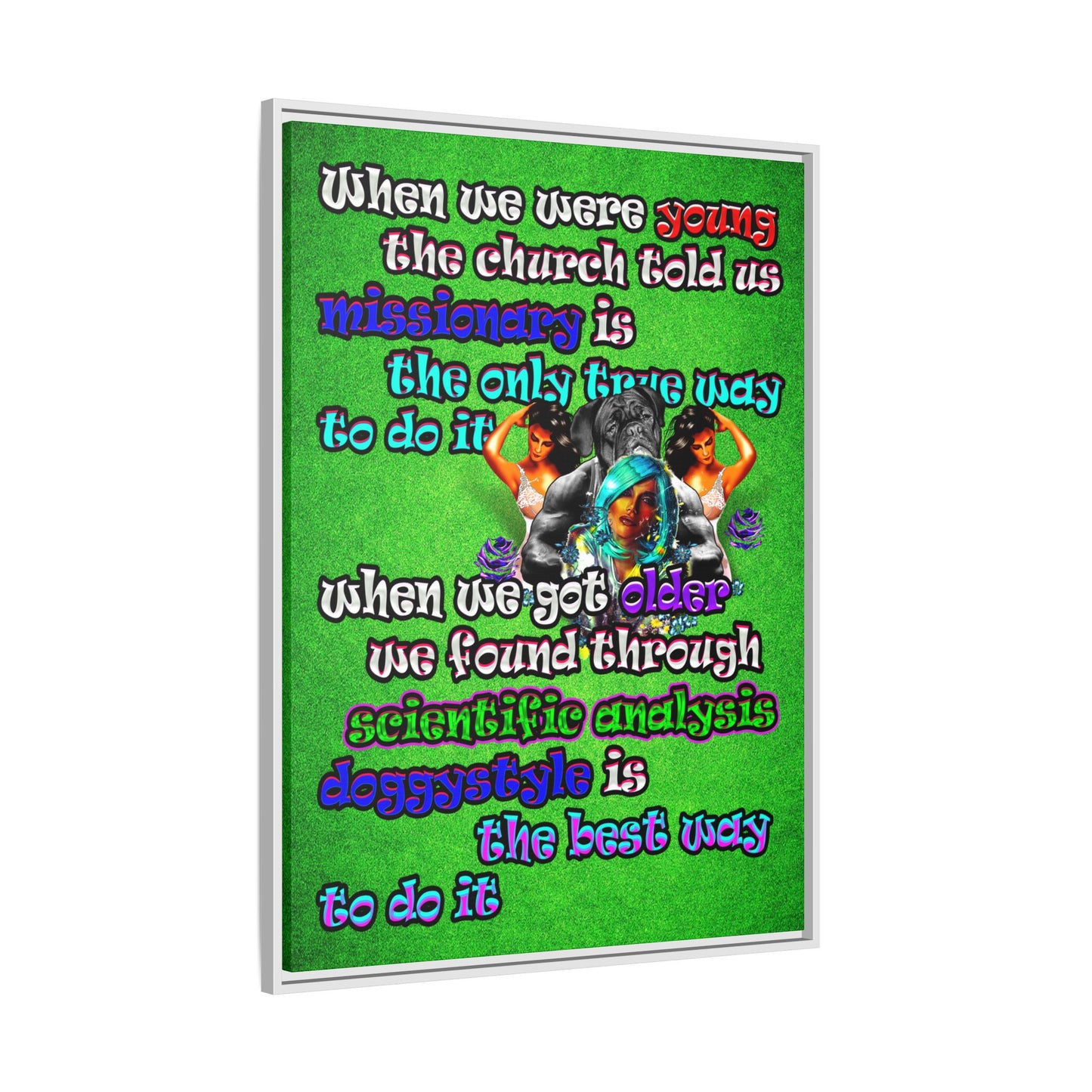 doggystyle - framed canvas art (green turf)