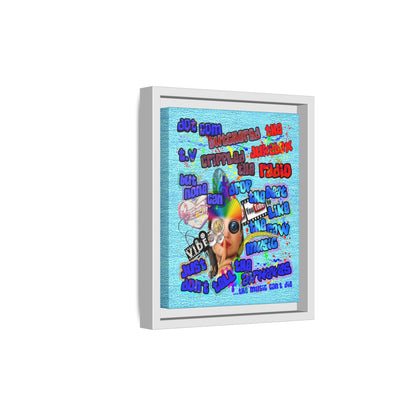 drop the beat - framed canvas art (faded blue)