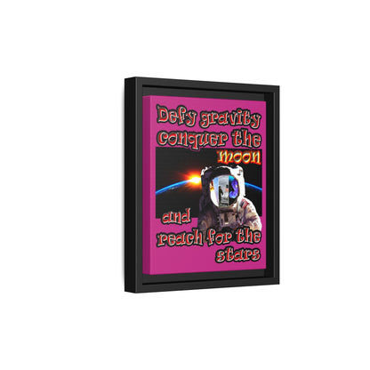defy conquer reach - framed canvas art (pink)