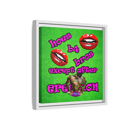 hoes b4 bros - framed canvas art (green turf)