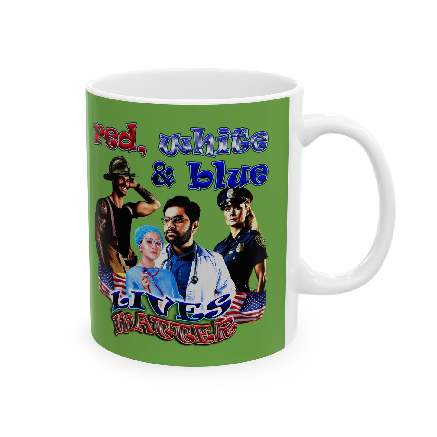 rw&b lives matter - White Mug (green)