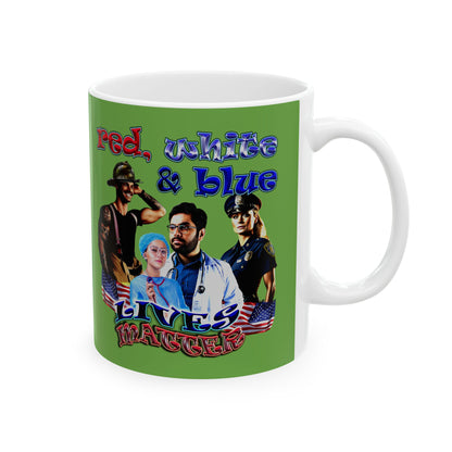 rw&b lives matter - White Mug (green)