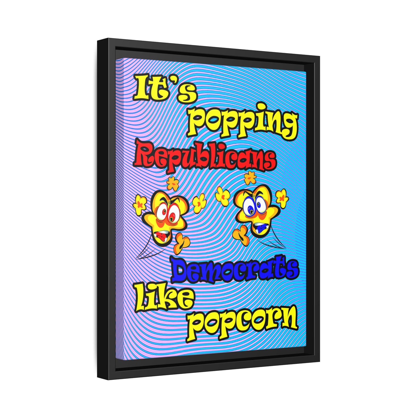 popping like popcorn - framed canvas art (light blue-purple wave)