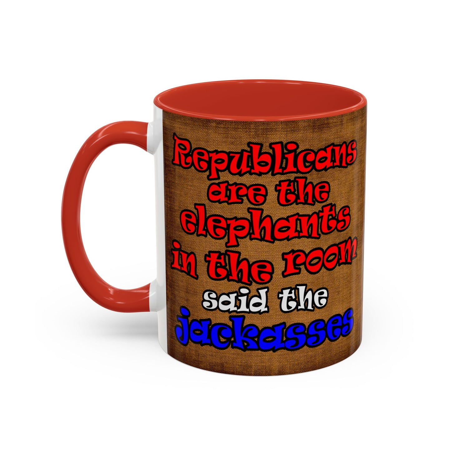 donkeys and elephants - Accent Mug (brown papyrus)