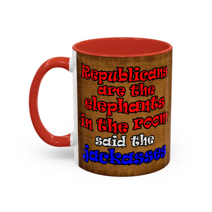 donkeys and elephants - Accent Mug (brown papyrus)