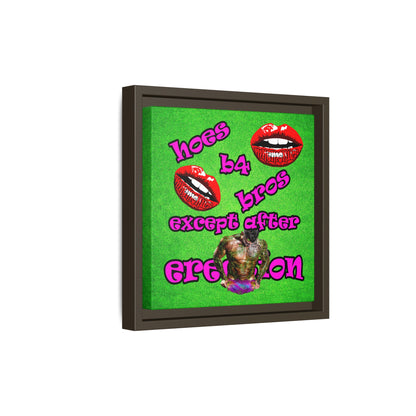 hoes b4 bros - framed canvas art (green turf)