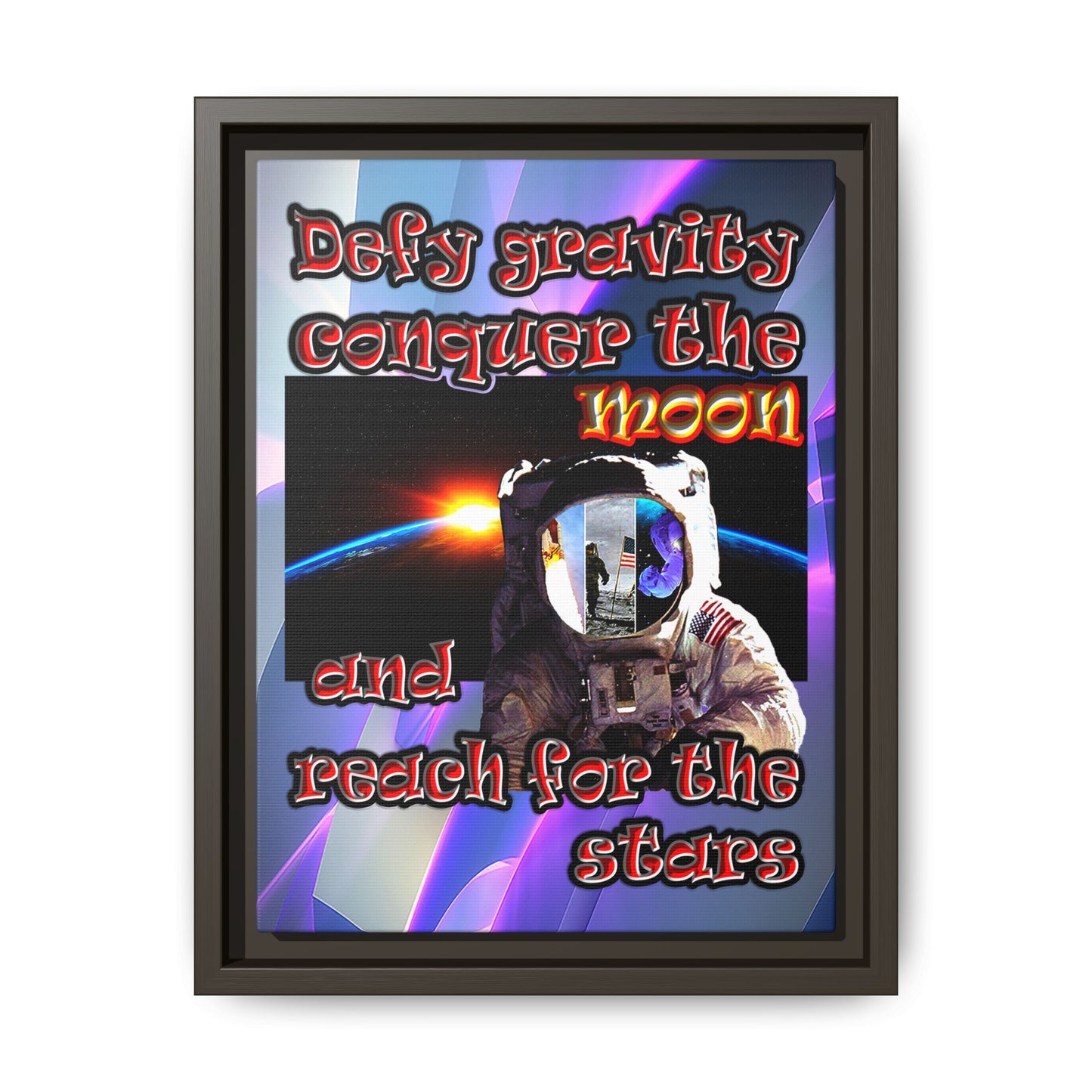 defy conquer reach - framed canvas art (grey-pink wave)