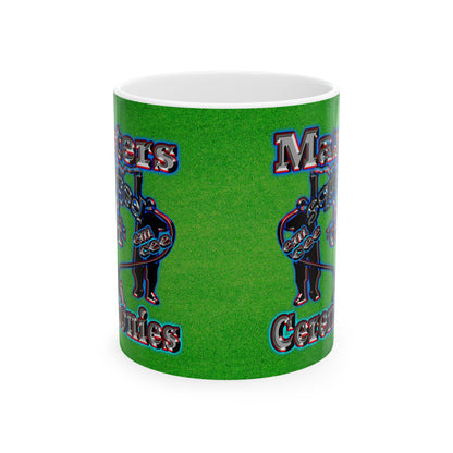 em cee squared - White Mug (green turf)