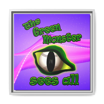 green monster - framed canvas art (purple-pink wave)