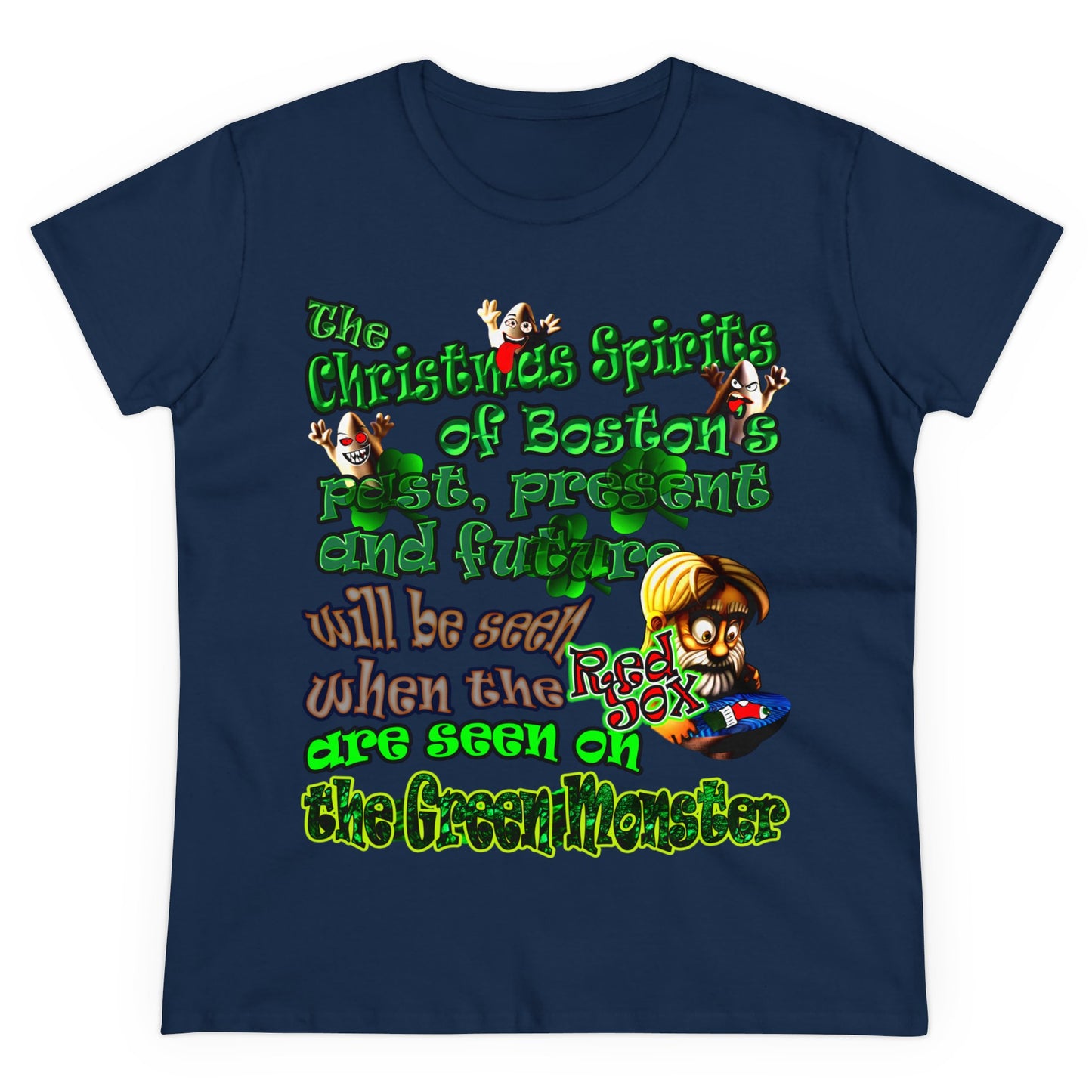 christmas spirits of boston - Women's Midweight Cotton Tee