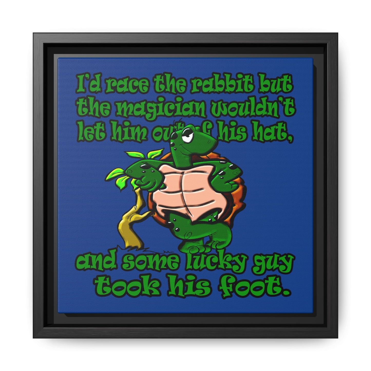 turtle race - framed canvas art (dark blue)