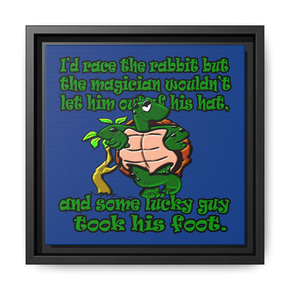 turtle race - framed canvas art (dark blue)