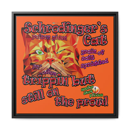 schrodinger's cat - framed canvas art (orange)