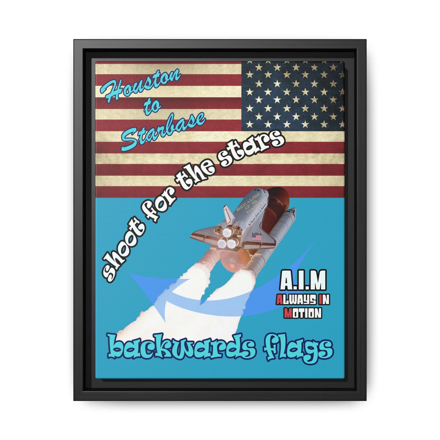shoot for the stars - framed canvas art (turquoise)