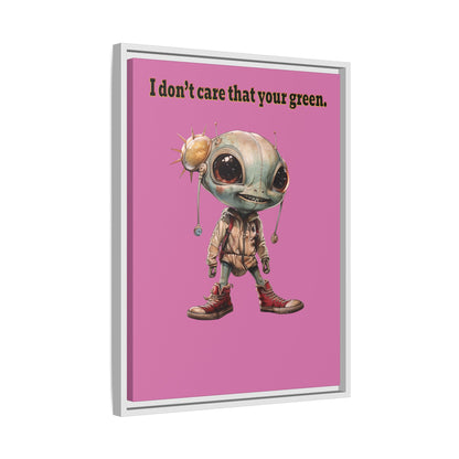 I don't care that your green - framed canvas art (light pink)
