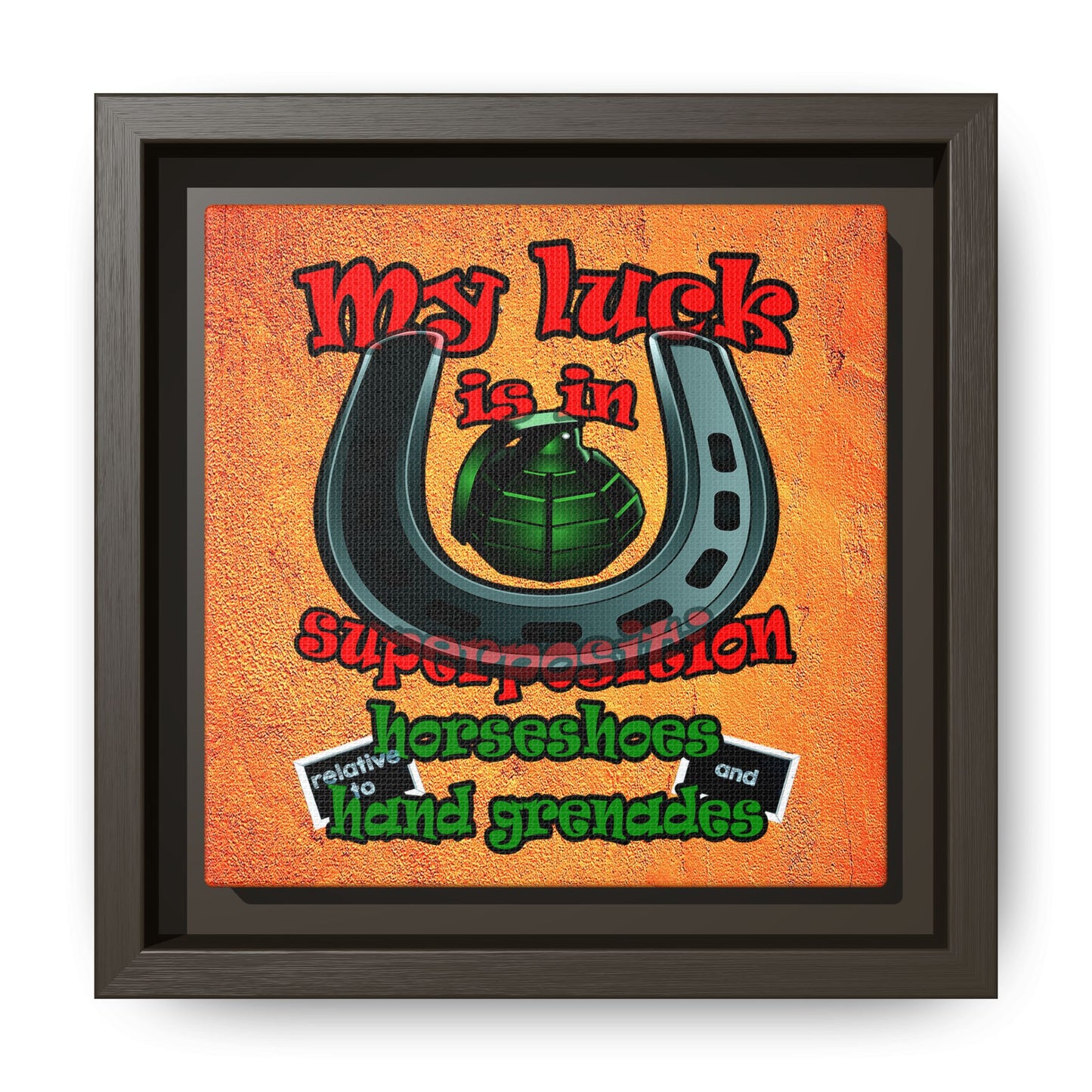 my luck - framed canvas art (burnt orange)