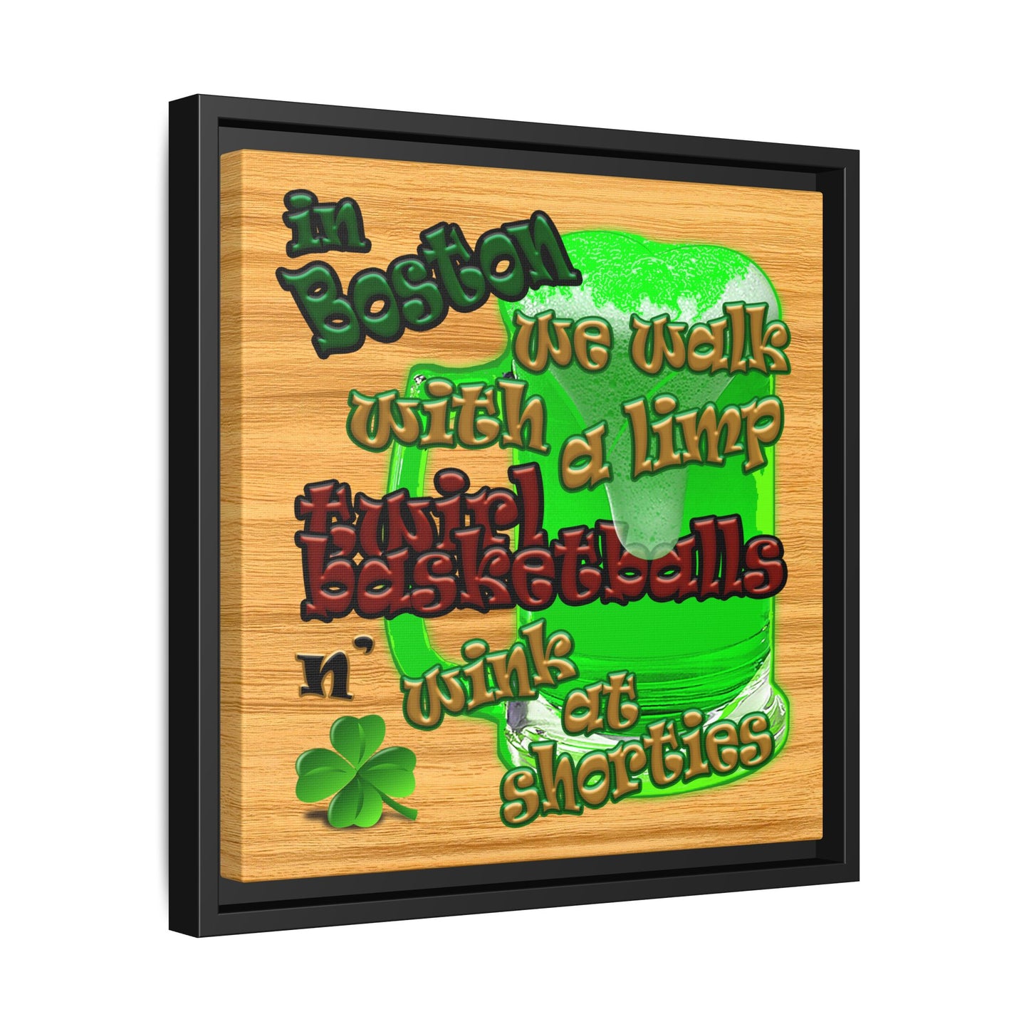 celtics logo - framed canvas art (butterscotch wood finish)