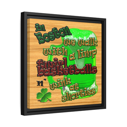 celtics logo - framed canvas art (butterscotch wood finish)