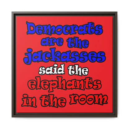 donkeys and elephants - framed canvas art (red)