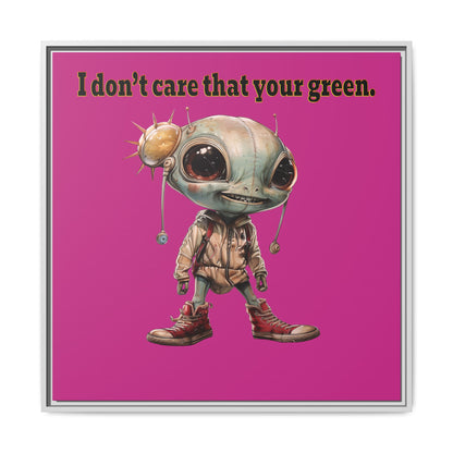 I don't care that your green - framed canvas art (pink)