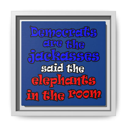 donkeys and elephants - framed canvas art (dark blue)