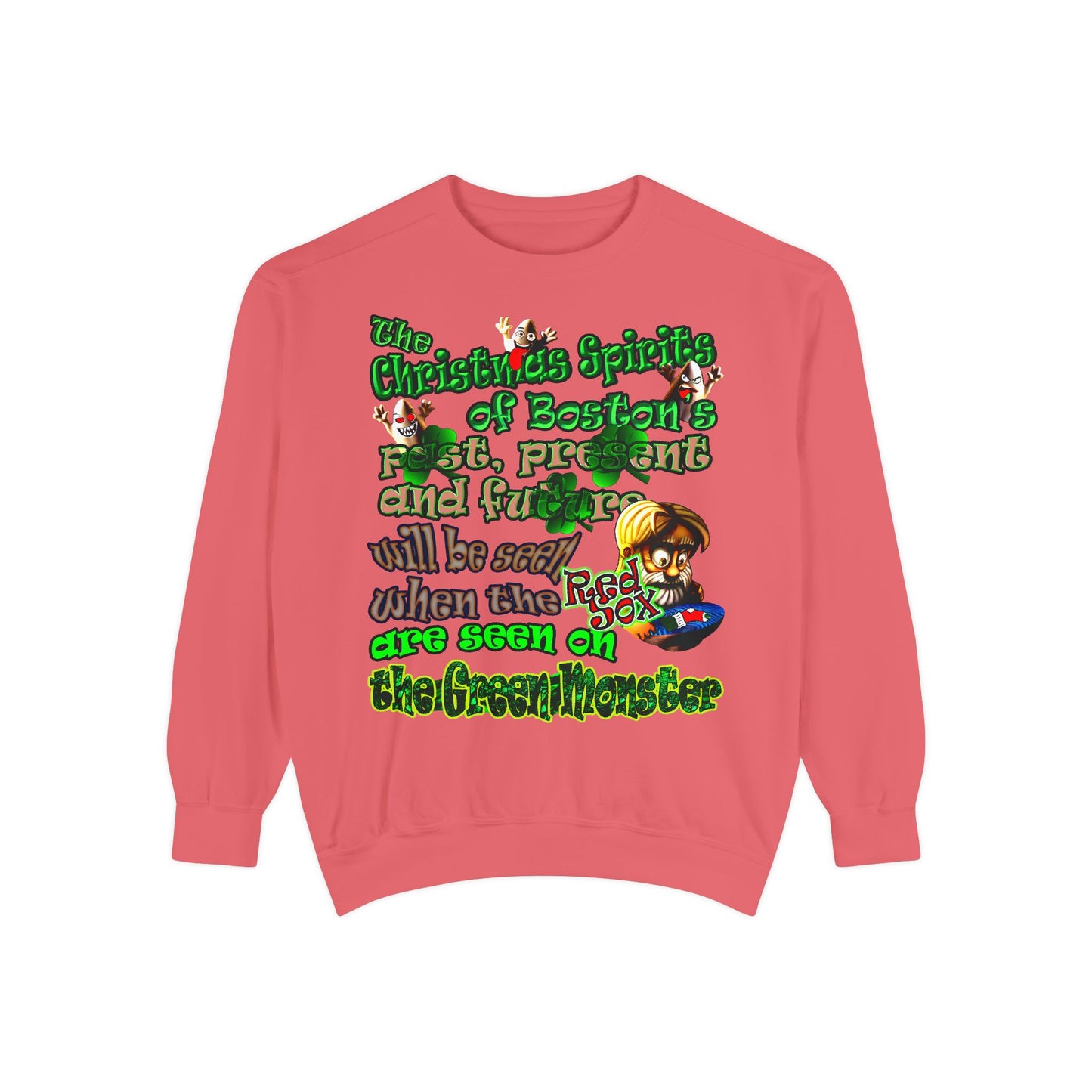 christmas spirits of boston - Unisex Garment-Dyed Sweatshirt