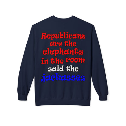 donkeys and elephants - Unisex Midweight Softstyle Fleece Crewneck Sweatshirt