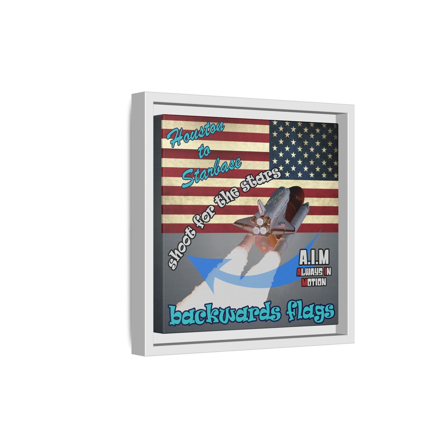 shoot for the stars - framed canvas art (grey-light grey)