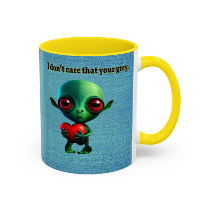 I don't care that your grey - Accent Mug (faded blue)