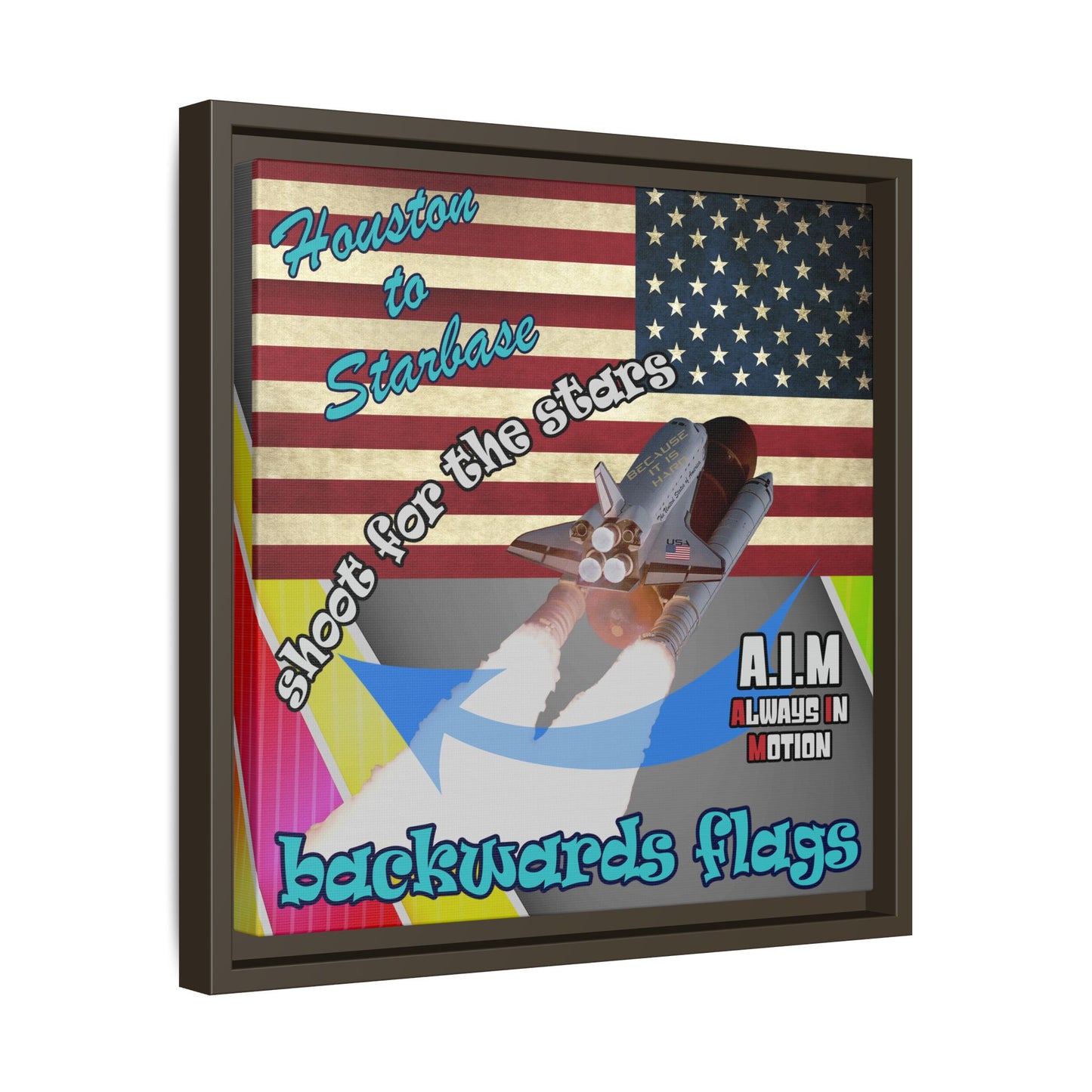 shoot for the stars - framed canvas art (rainbow split)