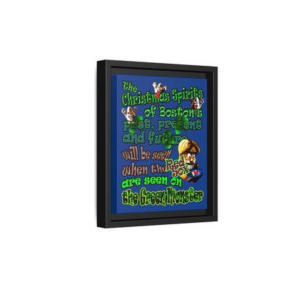 christmas spirits of boston - framed canvas art (dark blue)