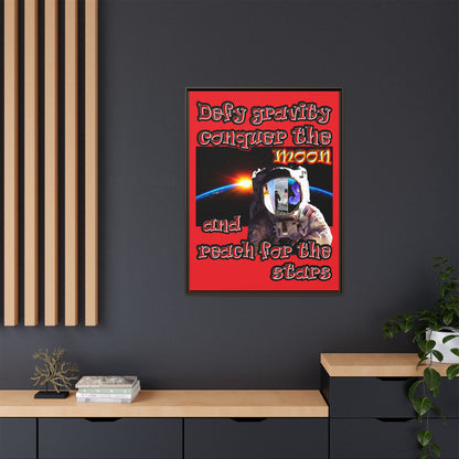 defy conquer reach - framed canvas art (red)