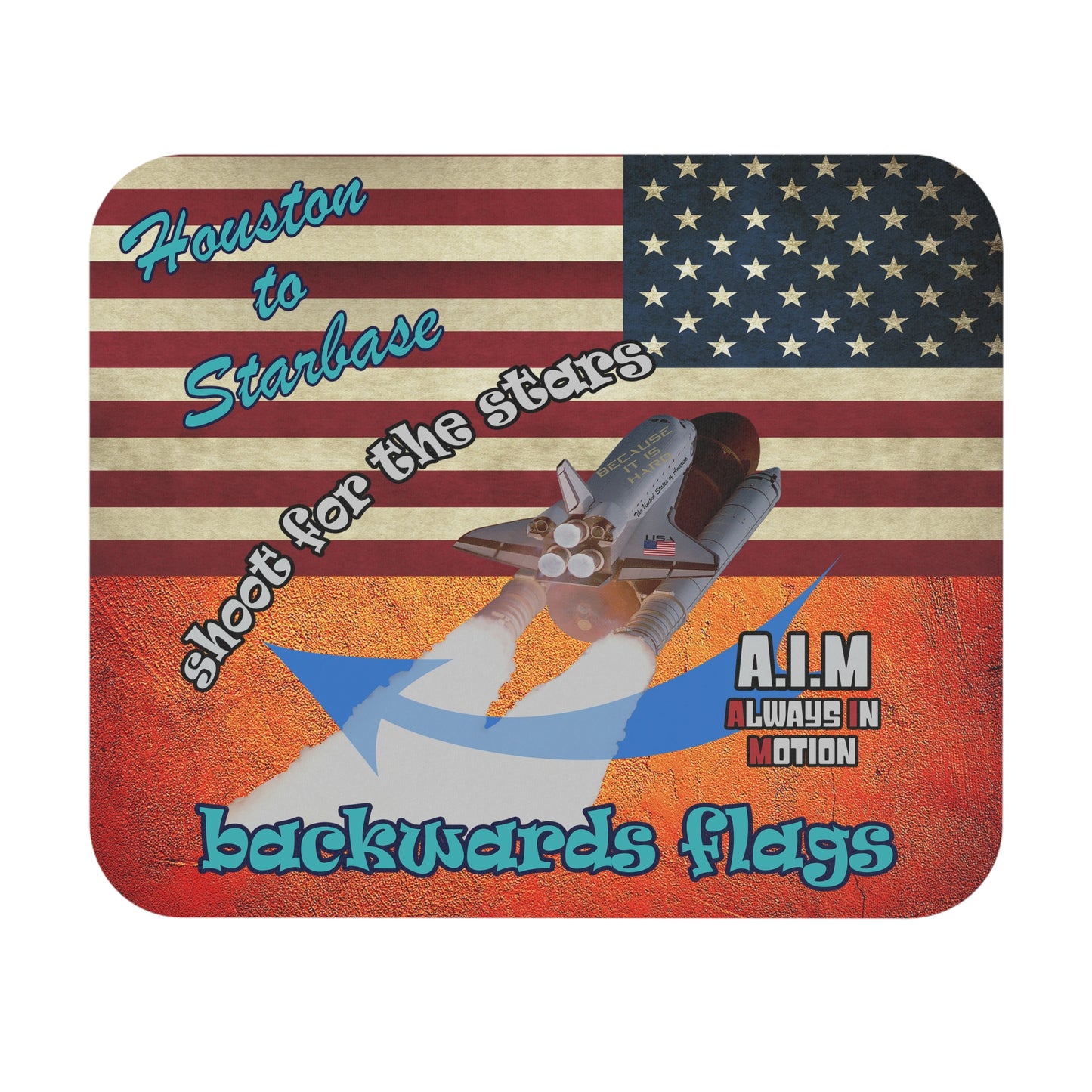 shoot for the stars - Mouse Pad (Rectangle) - (burnt orange)