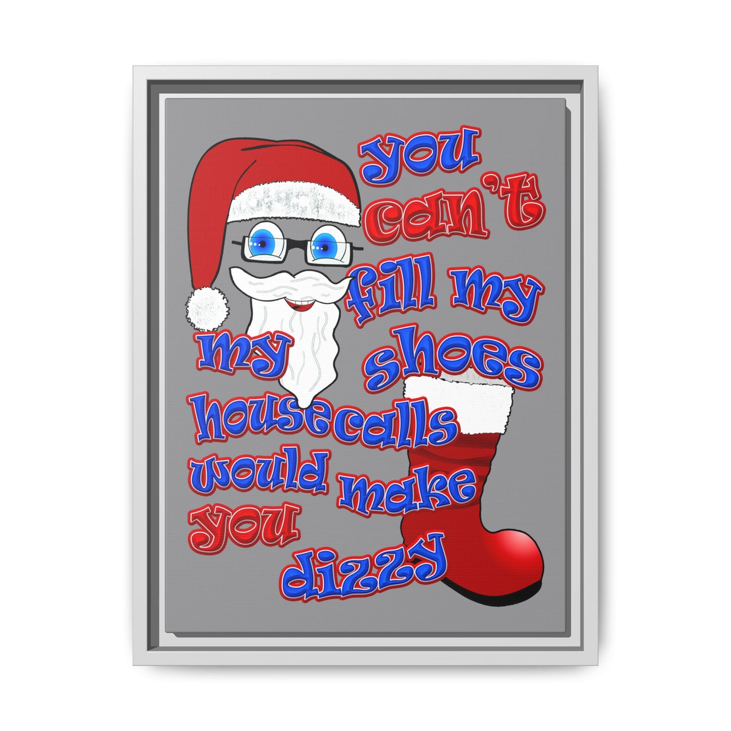 santa's shoes - framed canvas art (grey)