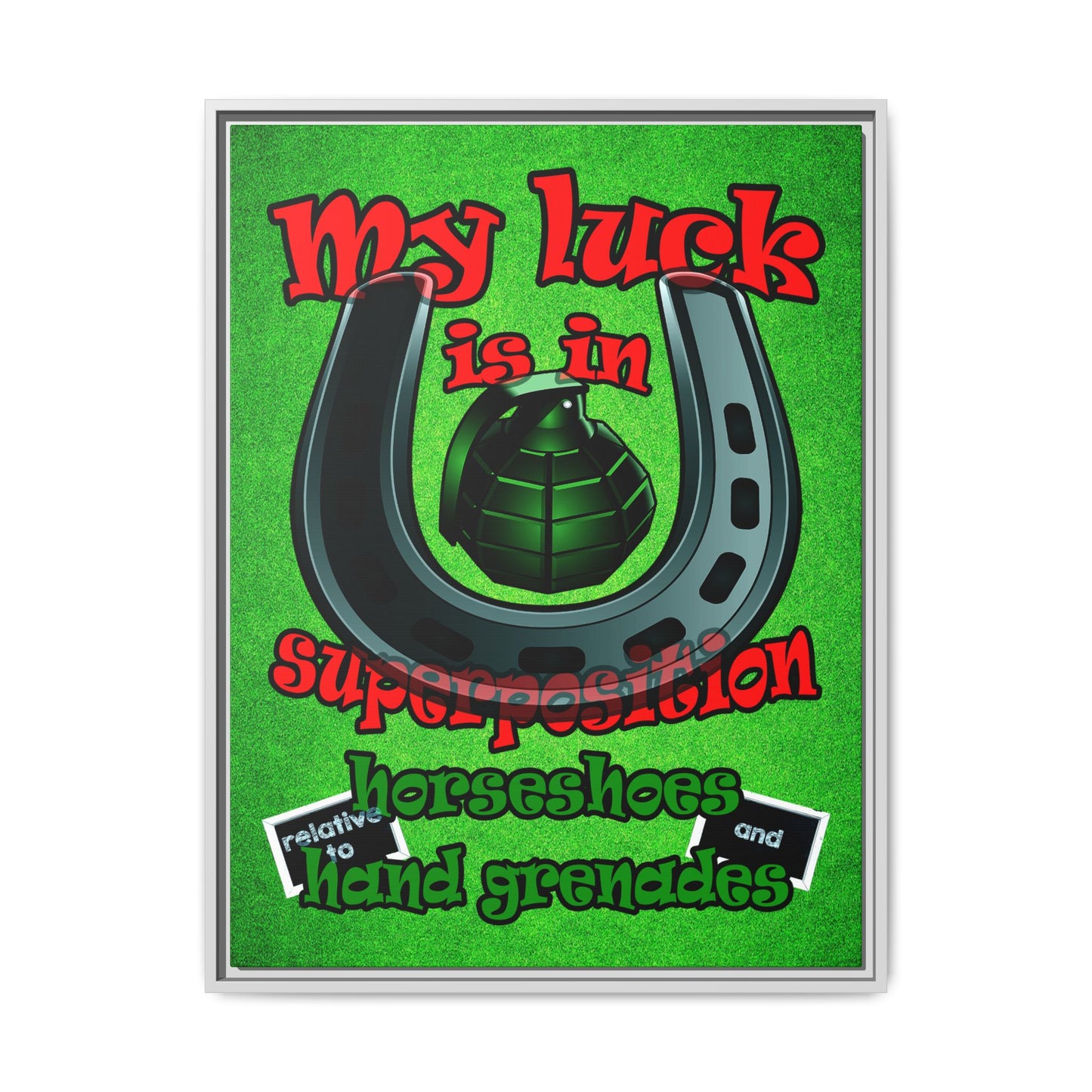 my luck - framed canvas art (green turf)