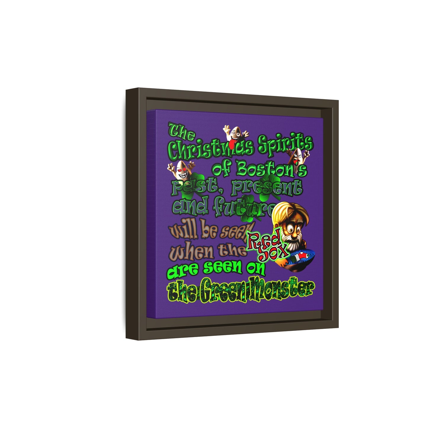 christmas spirits of boston - framed canvas art (purple)