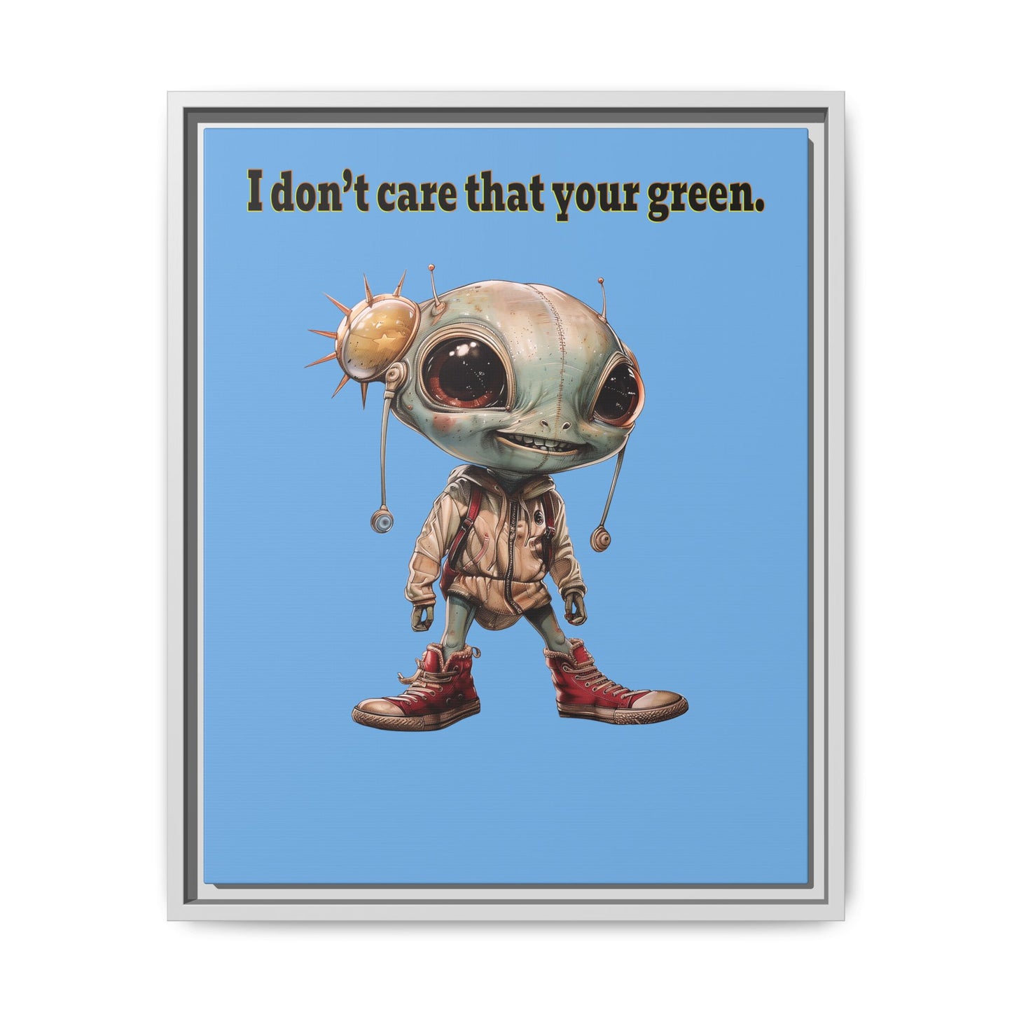 I don't care that your green - framed canvas art (light blue)