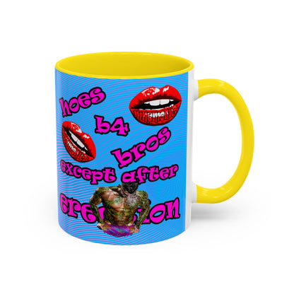 hoes b4 bros - Accent Mug (light blue-purple wave)