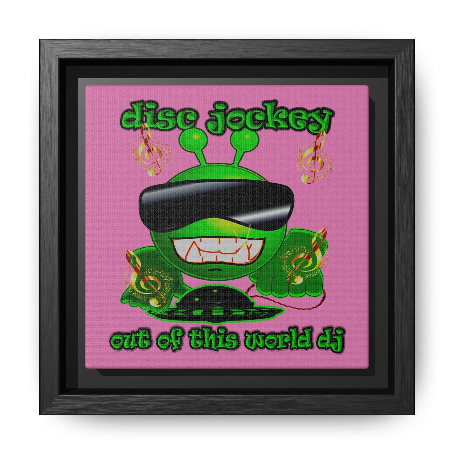 disc jockey - framed canvas art (light pink)