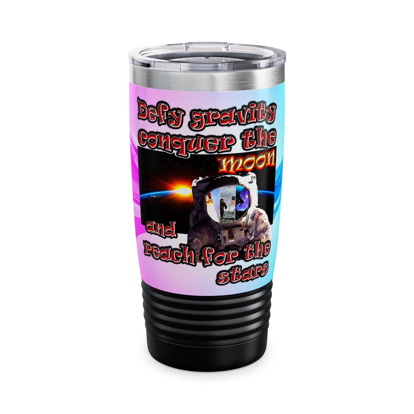 defy conquer reach - Ringneck Tumbler, 20oz (light blue-pink wave)