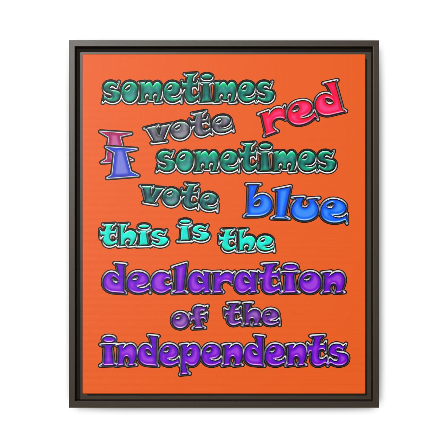 declaration of the independents - framed canvas art (orange)