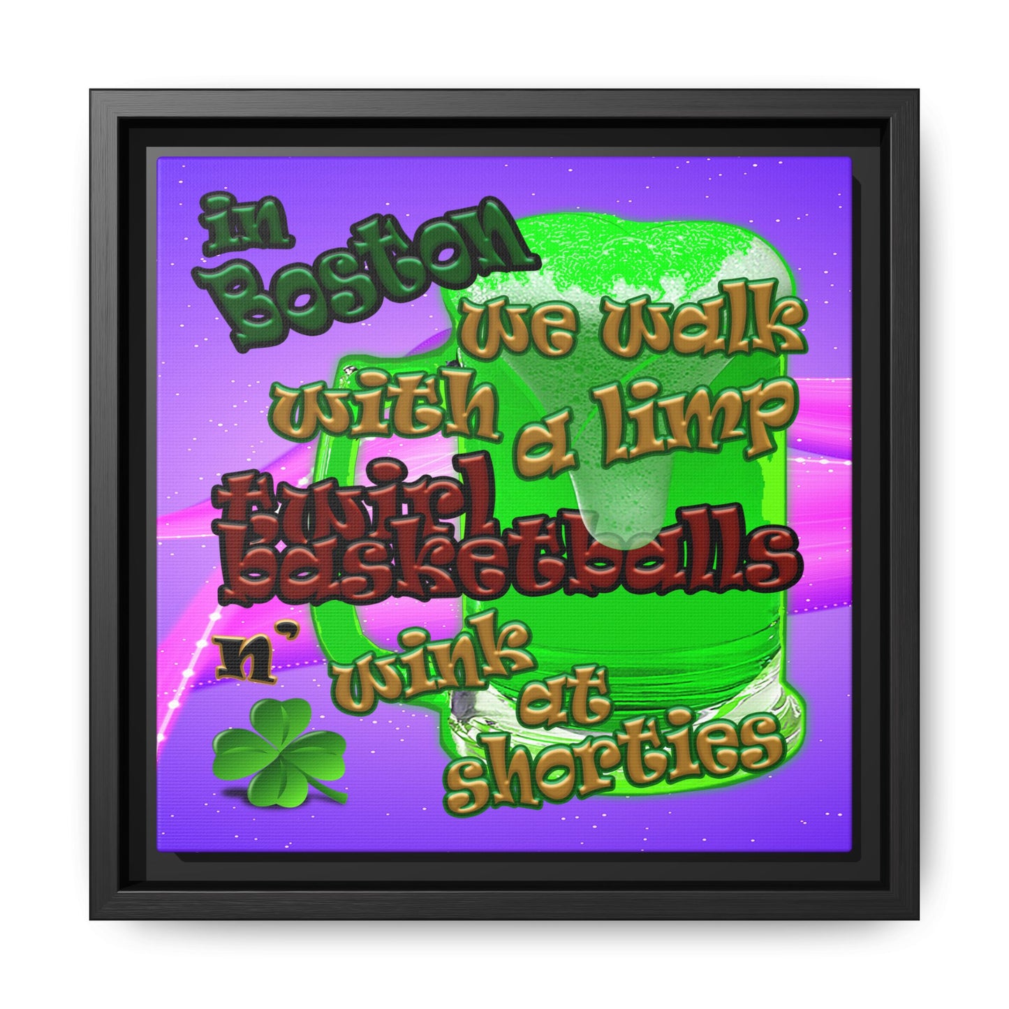 celtics logo - framed canvas art (purple-pink wave)