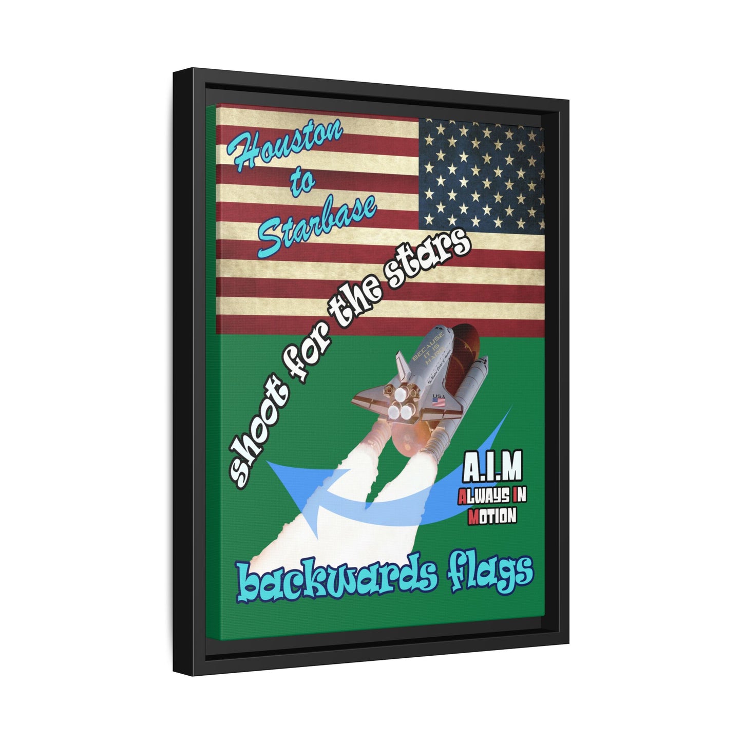 shoot for the stars - framed canvas art (dark green)