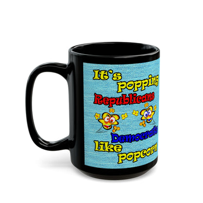 popping like popcorn - Black Mug (faded dark blue)