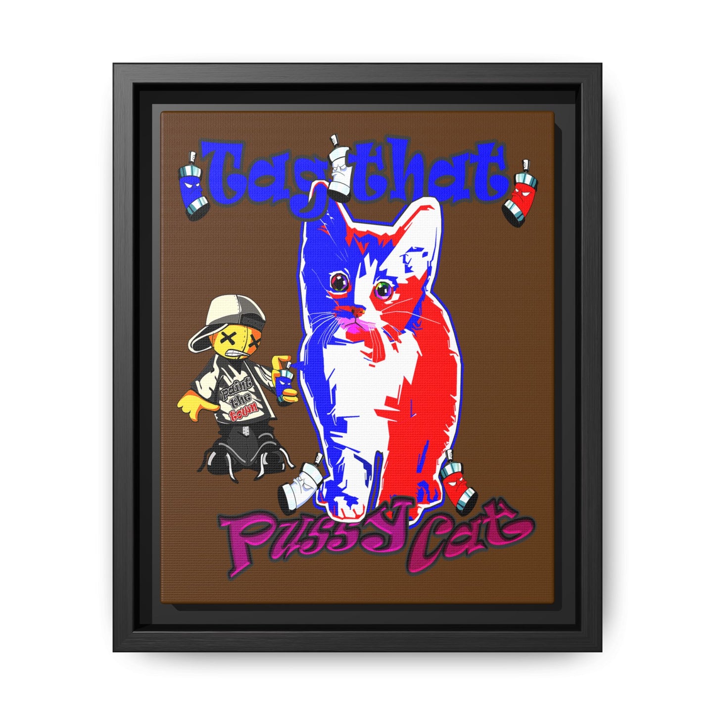 tag that - framed canvas art (brown)