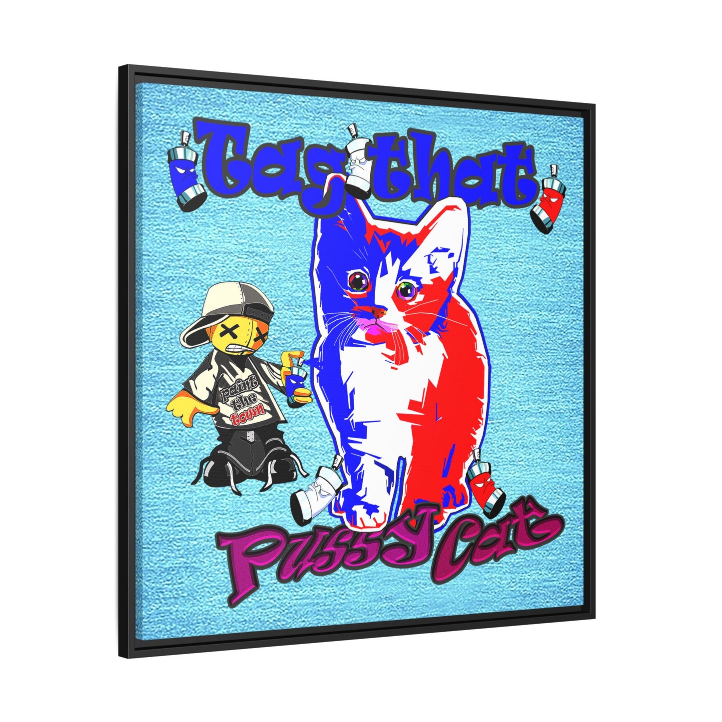 tag that - framed canvas art (faded blue)