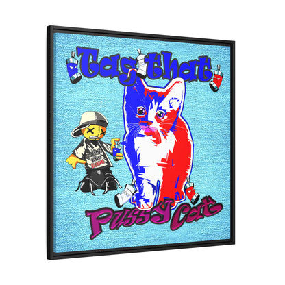 tag that - framed canvas art (faded blue)